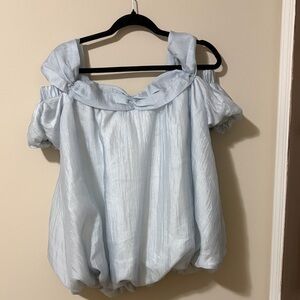 Elegant Light Blue Off-Shoulder Women's Top